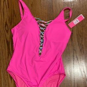 NWT Size 16 pink starburst lattice swimsuit